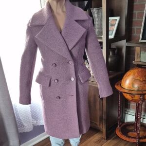 NWT Kenneth Cole Lavender Double-Breasted Pea Coat PTP 20" LENTH 42"